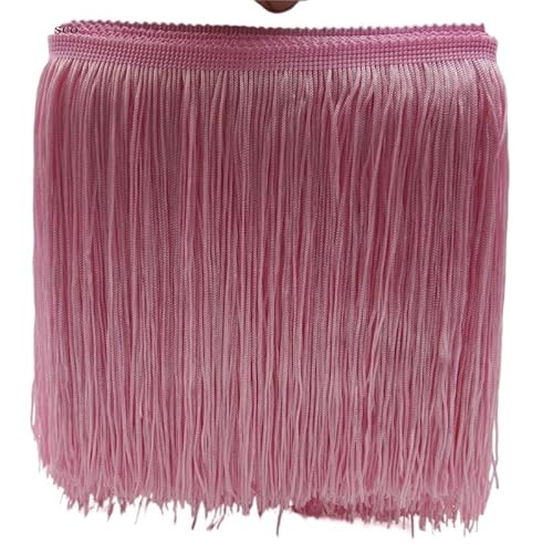 Tanzfransen Nähzubehör für DIY Basteln, 5 Meter/los 20 CM Lange Spitze Fransenbesatz Quaste Fransenbesatz for Diy Latin Kleid Bühnenkleidung Zubehör Spitzenband(Pink) von Skdvy
