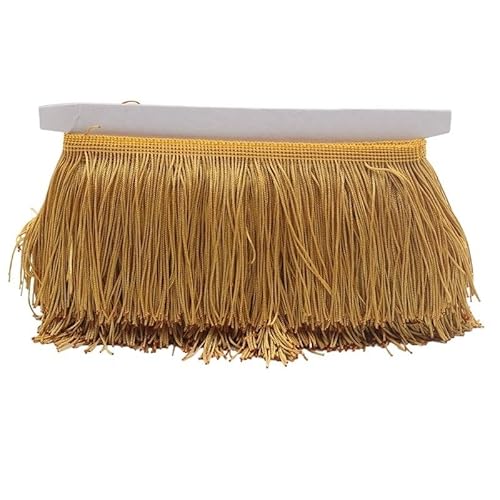 Tanzfransen Nähzubehör für DIY Basteln, 9/15/20/28 cm Quaste Fransenbesatz Polyester Lange Fransen Nähen for Kleidung Kleid Vorhang Band Quasten for Handwerk Zubehör(Gold 2,20cm) von Skdvy