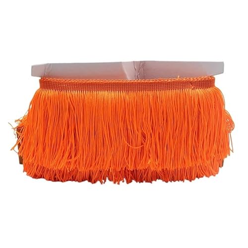 Tanzfransen Nähzubehör für DIY Basteln, 9/15/20/28 cm Quaste Fransenbesatz Polyester Lange Fransen Nähen for Kleidung Kleid Vorhang Band Quasten for Handwerk Zubehör(Orange,15cm) von Skdvy