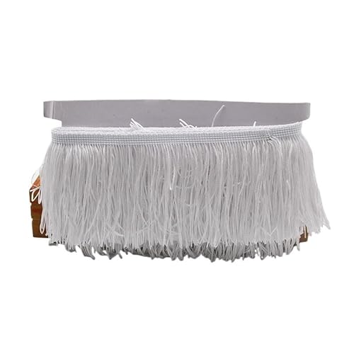 Tanzfransen Nähzubehör für DIY Basteln, 9/15/20/28 cm Quaste Fransenbesatz Polyester Lange Fransen Nähen for Kleidung Kleid Vorhang Band Quasten for Handwerk Zubehör(WHITE,20cm) von Skdvy