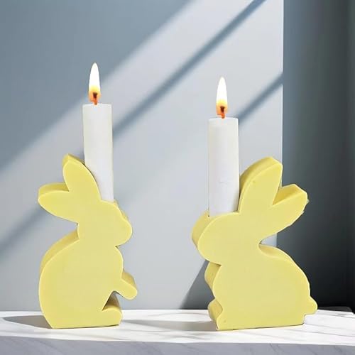 2 Stück Osterhase Silikonform Kerzenständer, Ostern Kaninchen Silikonformen Gießformen, DIY Hase Silikon Gießform Kerzenhalter für ostern, Kerzenständer, Tablett (2 Stück) von Skeadex