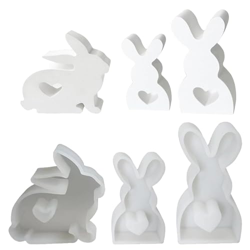 3 Stück Silikonform Ostern, Ostern Kaninchen Silikonformen Gießformen, 3D Kaninchen Gießform Ostern, Osterhase Silikonform for Gips, Sojawachs Kerzen, Ostergeschenke 3 Stück Silikonform Ostern, Ostern Kaninchen Silikonformen Gießformen, 3D Kaninchen Gießform Ostern, Osterhase Silikonform for Gips, Sojawachs Kerzen, Ostergeschenke von Skeadex