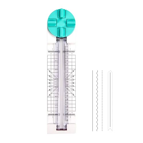 4 in 1 Papierschneider Schneidemaschine multifunktionales Scrapbooking Werkzeug Papierschneidemaschine 360 Grad Rotations Handschnitzer Papier Trimmer Gestrichelten Kurven, Falten von Linien (Grün) von Skeadex