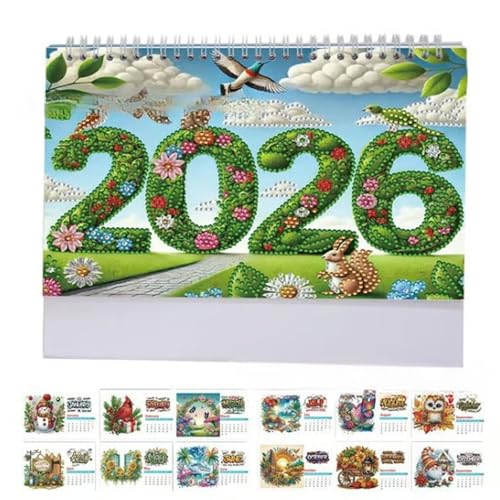 Diamond Painting Kalender 2026, 3D Diamant Painting Weihnachten Adventskalender Tischkalender 2026 Diamant Malerei Kalender Weihnachten Tischdeko Diamantmalerei Aufsteller für Weihnachtsdeko (A) von Skeadex