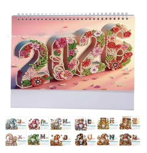 Diamond Painting Kalender 2026, 3D Diamant Painting Weihnachten Adventskalender Tischkalender 2026 Diamant Malerei Kalender Weihnachten Tischdeko Diamantmalerei Aufsteller für Weihnachtsdeko (B) von Skeadex