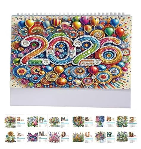 Diamond Painting Kalender 2026, 3D Diamant Painting Weihnachten Adventskalender Tischkalender 2026 Diamant Malerei Kalender Weihnachten Tischdeko Diamantmalerei Aufsteller für Weihnachtsdeko (C) von Skeadex