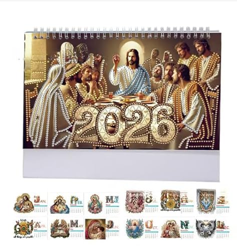 Diamond Painting Kalender 2026, 3D Diamant Painting Weihnachten Adventskalender Tischkalender 2026 Diamant Malerei Kalender Weihnachten Tischdeko Diamantmalerei Aufsteller für Weihnachtsdeko (D) von Skeadex