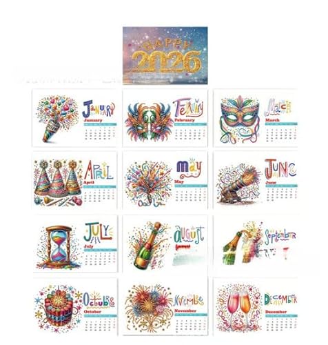 Diamond Painting Kalender 2026, 3D Diamant Painting Weihnachten Adventskalender Tischkalender 2026 Diamant Malerei Kalender Weihnachten Tischdeko Diamantmalerei Aufsteller für Weihnachtsdeko (E) von Skeadex