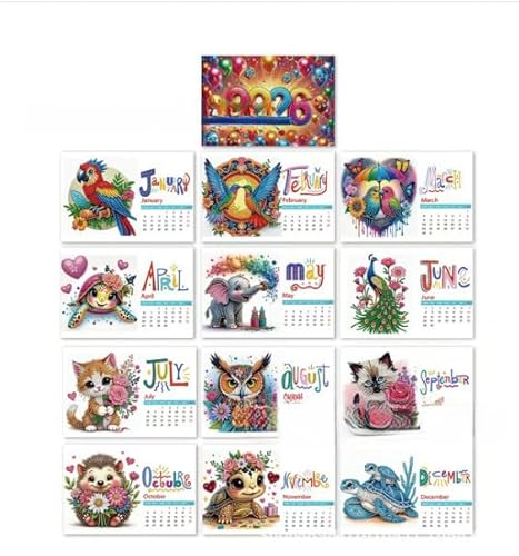 Diamond Painting Kalender 2026, 3D Diamant Painting Weihnachten Adventskalender Tischkalender 2026 Diamant Malerei Kalender Weihnachten Tischdeko Diamantmalerei Aufsteller für Weihnachtsdeko (G) von Skeadex