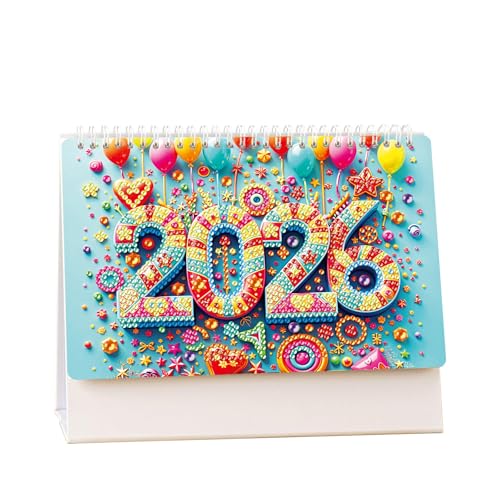Diamond Painting Kalender 2026, Diamond Painting Weihnachten Tischdeko Weihnachtsmann Diamont Painting Tischkalender zum Aufstellen DIY Diamant Malerei Aufsteller für Geschenk 2026 (B) von Skeadex