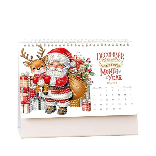 Diamond Painting Kalender 2026, Diamond Painting Weihnachten Tischdeko Weihnachtsmann Diamont Painting Tischkalender zum Aufstellen DIY Diamant Malerei Aufsteller für Geschenk 2026 (C) von Skeadex
