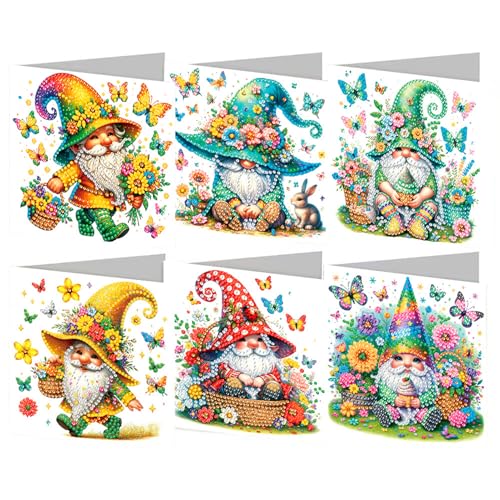 Diamond Painting Ostern,6er Diamond Painting Karten Ostern Osterei Diamond Painting Frühling Diamant Osterhase Diy Malerei Ostern Diamond Painting Grußkarten Geburtstagskarten für Osterdeko (E) von Skeadex