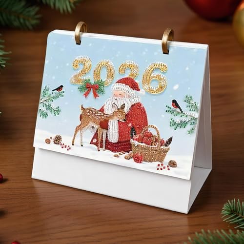 Diamond Painting Weihnachten Kalender 2026, Weihnachtsmann Diamond Painting Tischkalender 2026 Diamont Paintings Adventskalender Weihnachtskalender Diamant Malerei Kalender Weihnachtsbastelset (D) von Skeadex