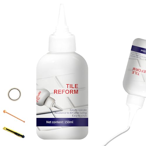 Fliesen Reparaturset Weiß, Emaille Reparatur ist wasserfest und schnelltrocknend, Spachtelmasse Weiß Innen eignet sich zum Ausbessern von Kratzern, Ausbessern von Rissen in Waschbecken (Weiß, 150ml) von Skeadex