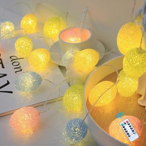 Lichterkette Ostern,3M 20 LED Ostereier Lichterkette mit Timer,Wasserdicht Lichterkette Frühling,Osterdeko Ostereier zum Aufhängen Batteriebe,Osterlichterkette LED Osterbeleuchtung Innen Außen (3m) von Skeadex