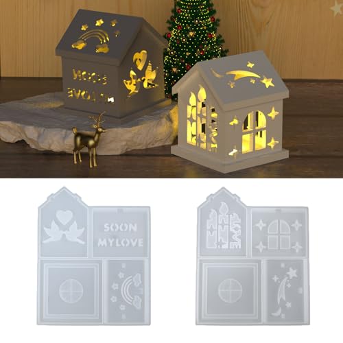 Silikonformen Gießformen Häuser, 3D Silikonform Haus Gießform Haus Gießformen Silikon Frühling Gießform Kerzenhalter Häuser Gips Zum Gießen Giessformen Silikon Weihnachten mit Taube Stern (A+B) von Skeadex