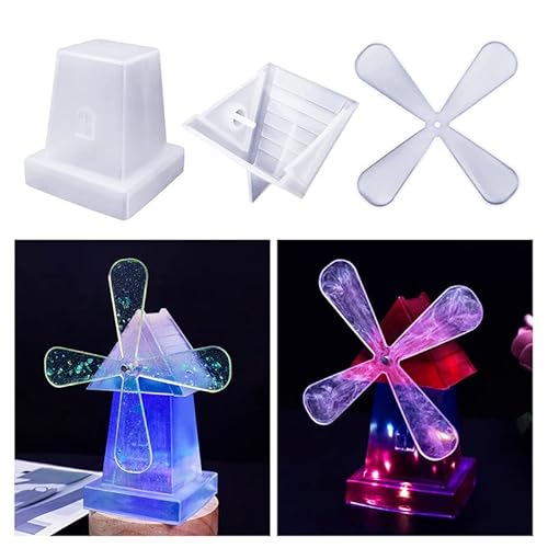 Silikonformen Gießformen Häuser, 3D Windmühle Silikonform Haus Gießform Kerzenhalter Gips zum Gießen Gießform Häuser Giessformen Silikon Häuser Silikonform Windmühle Epoxidharz Formen (A) von Skeadex