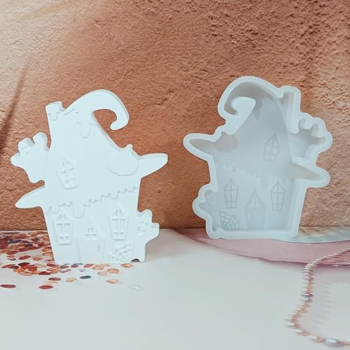 Silikonformen Gießformen Halloween, Silikonform Häuser mit Geister Kürbis Gießform Haus Gießformen Silikon Herbst Gips zum Gießen Häuser Giessformen Silikon Halloween Silikonform Halloween (A) von Skeadex