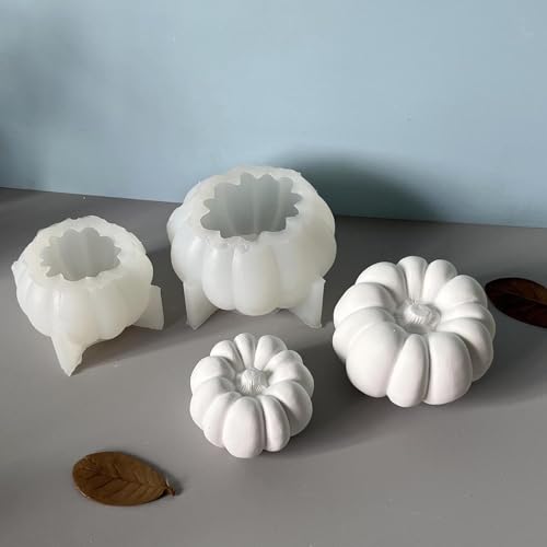Silikonformen Gießformen Herbst, 2er 3D Silikonform Kürbis Gießform Kürbis Gießformen Silikon Herbst Silikonform Halloween Gips zum Gießen Kürbis Giessformen Halloween für DIY Gips Kerzen (2PCS) von Skeadex
