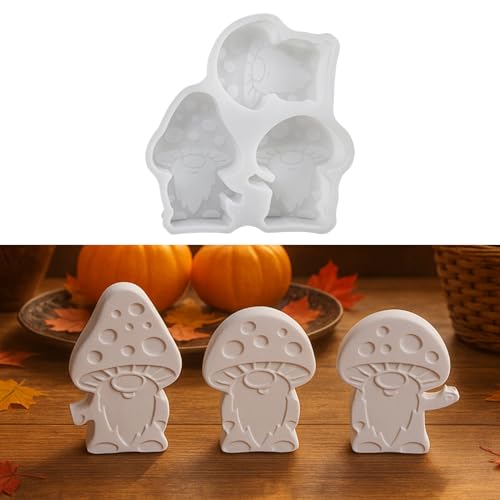 Silikonformen Gießformen Herbst, 3 Stück Silikonform Pilze Wichtel Gießformen Silikon Herbst Gipsform Zum Gießen Pilze Wichtel Giessformen Silikon Herbst Silikonform Pilz Zwerge (A) von Skeadex
