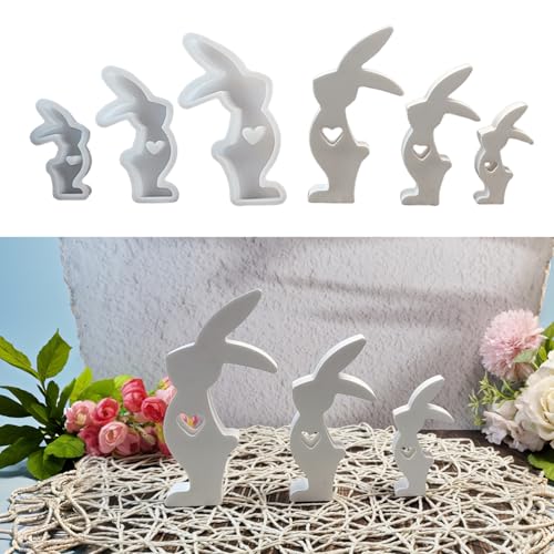 Silikonformen Gießformen Ostern, 3 Stück Silikonform Ostern Silikonform Hase Gips Zum Gießen Ostern Silikonformen Hase Gießform Ostern Kaninchen Giessform Silikon Ostern für DIY Handwerk (06) von Skeadex