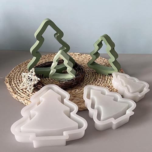 Silikonformen Gießformen Weihnachten, 3er Silikonform Weihnachtsbaum Gießform Baum Gießformen Silikon Weihnachten Gips zum Gießen Tannenbaum Weihnachtsbaum Silikonform Winter (A) von Skeadex