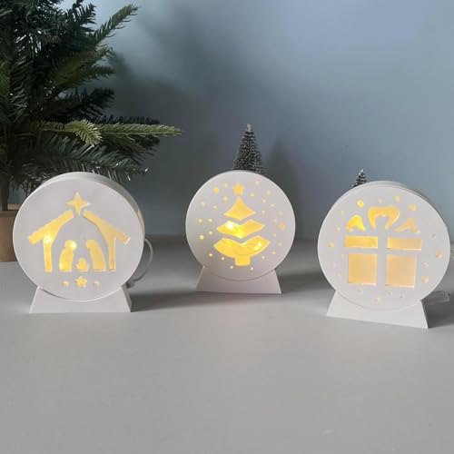 Silikonformen Gießformen Weihnachten, 4 Stück Silikonform Krippe Weihnachtsbaum Gießform Kerzenhalter Silikonform Weihnachten Gießformen Silikon Weihnachtskrippe Kerzenhalter Gips zum Gießen (B) von Skeadex