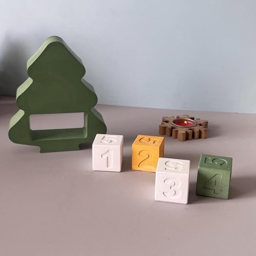 Silikonformen Gießformen Weihnachten, 5er Silikonform Weihnachtsbaum mit Zahlen 1-4 Gießformen Silikon Weihnachten Gips zum Gießen Giessformen Silikon Weihnachtsbaum Silikonform Kerzenhalter (A) von Skeadex