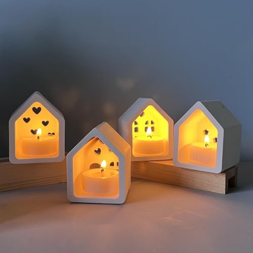 Silikonformen Gießformen Weihnachten, Silikonform Weihnachten Silikonform Haus Teelichter Gießformen Silikon Weihnachten Gießform Häuser Silikonformen Teelichter Gips zum Gießen Giessformen (B) von Skeadex