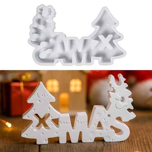 Silikonformen Gießformen Weihnachten, Silikonform Weihnachtsbaum Elch Silikonform Buchstaben XMAS Gießformen Silikon Weihnachten Gipsform zum Gießen Giessformen Silikon Weihnachtsbaum Elch (A) von Skeadex
