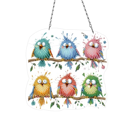 Skeadex Diamond Painting Kinder Erwachsene, 5D Vögel Diamond Painting Fensterbilder Beidseitig Fensterdeko Frühling Hängend Diamond Paintings Frühling Anhänger Diamant Malerei Basteln (B) von Skeadex