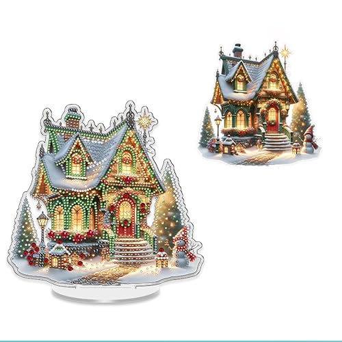 Skeadex Diamond Painting Weihnachten Doppelseitig, 5D Diamant Painting Weihnachten Tischdeko Schloss Haus Weihnachts Tischdeko DIY Diamant Malerei Winter für Erwachsene Kinder Geschenk (A) von Skeadex