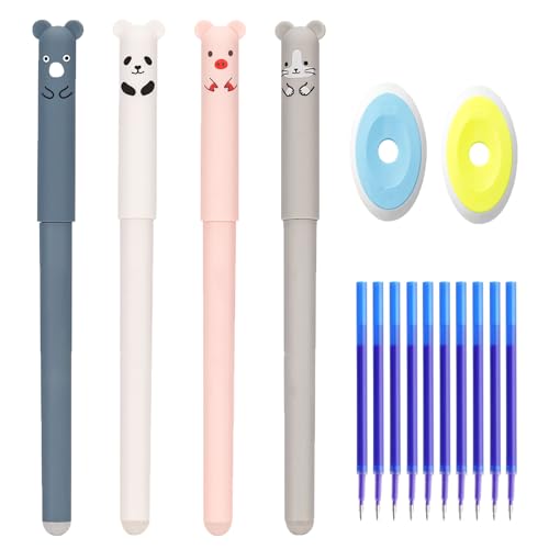 Skeadex Gelstifte Radierbar, 4 Stück Süßes Cartoon Radierbare Gelstifte mit Radiergummi Ohne Blatt Zu Verbrauchen, 0,5mm Spitze Radierbare Stifte zum Wegradieren, Schulsachen für Kinder Studenten (B) Skeadex Gelstifte Radierbar, 4 Stück Süßes Cartoon Radierbare Gelstifte mit Radiergummi Ohne Blatt Zu Verbrauchen, 0,5mm Spitze Radierbare Stifte zum Wegradieren, Schulsachen für Kinder Studenten (B) von Skeadex