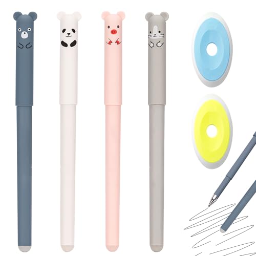 Skeadex Gelstifte Radierbar, 4 Stück Süßes Cartoon Radierbare Gelstifte mit Radiergummi Ohne Blatt Zu Verbrauchen, 0,5mm Spitze Radierbare Stifte zum Wegradieren, Schulsachen für Kinder Studenten (A) Skeadex Gelstifte Radierbar, 4 Stück Süßes Cartoon Radierbare Gelstifte mit Radiergummi Ohne Blatt Zu Verbrauchen, 0,5mm Spitze Radierbare Stifte zum Wegradieren, Schulsachen für Kinder Studenten (A) von Skeadex