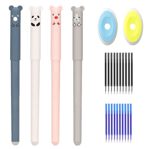 Skeadex Gelstifte Radierbar, 4 Stück Süßes Cartoon Radierbare Gelstifte mit Radiergummi Ohne Blatt Zu Verbrauchen, 0,5mm Spitze Radierbare Stifte zum Wegradieren, Schulsachen für Kinder Studenten (D) Skeadex Gelstifte Radierbar, 4 Stück Süßes Cartoon Radierbare Gelstifte mit Radiergummi Ohne Blatt Zu Verbrauchen, 0,5mm Spitze Radierbare Stifte zum Wegradieren, Schulsachen für Kinder Studenten (D) von Skeadex