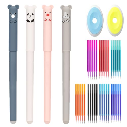 Skeadex Gelstifte Radierbar, 4 Stück Süßes Cartoon Radierbare Gelstifte mit Radiergummi Ohne Blatt Zu Verbrauchen, 0,5mm Spitze Radierbare Stifte zum Wegradieren, Schulsachen für Kinder Studenten (E) Skeadex Gelstifte Radierbar, 4 Stück Süßes Cartoon Radierbare Gelstifte mit Radiergummi Ohne Blatt Zu Verbrauchen, 0,5mm Spitze Radierbare Stifte zum Wegradieren, Schulsachen für Kinder Studenten (E) von Skeadex
