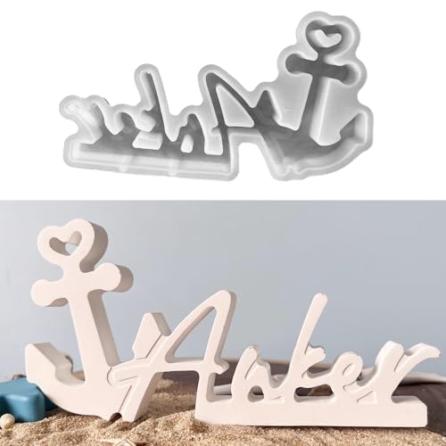Skeadex Silikonformen Gießformen Anker, Silikonform Buchstaben Anker Moin Gießformen Silikon Anker Gips zum Gießen Silikonformen Buchstaben Silikonform Maritim Silikon Gießform Sommer (B) von Skeadex