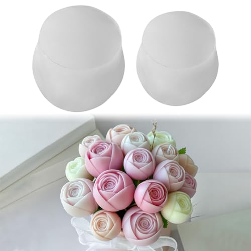 Skeadex Silikonformen Gießformen Blumen, 2 Stück 3D Silikonform Rose Gießform Blumen Gießformen Silikon Frühling Kerzenformen zum Gießen Silikonformen Blume Gießform Frühling Sommer (A) von Skeadex