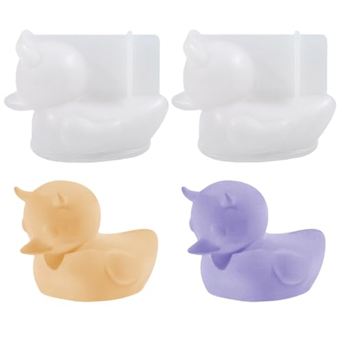 Skeadex Silikonformen Gießformen Ente, 2er Silikonform Ente Kerzenformen zum Gießen Tiere Silikonformen Gießformen Tiere Gießformen Silikon Frühling Silikonform Sommer Gießform Ente (A) von Skeadex