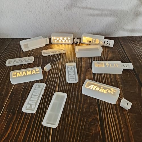 Skeadex Silikonformen Gießformen Frühling,7 Stück Silikonform Buchstaben Geschenkbox Kleine Gießformen Silikon Frühling Gips zum Gießen Silikonformen Buchstaben Kästchen MAMA Moin Herz (A) von Skeadex
