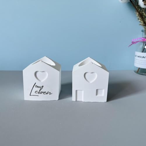 Skeadex Silikonformen Gießformen Häuser, 3D Silikonform Haus Kerzenhalter Gießform Häuser Gießformen Silikon Sommer Gießform Kerzenhalter Gips Zum Gießen Haus Giessformen Silikon Weihnachten (A+B) von Skeadex