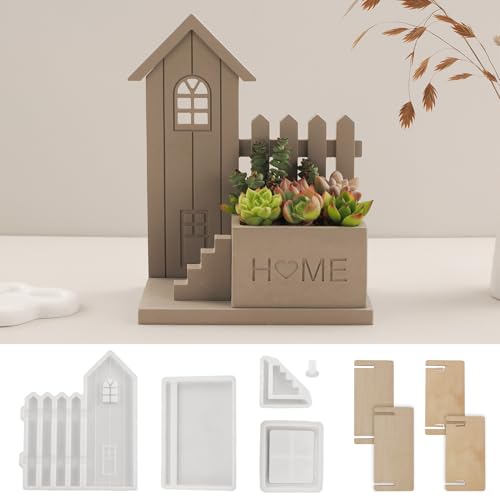 Skeadex Silikonformen Gießformen Häuser, 3D Silikonform Haus und Blumentopf Gießform Häuser Gips zum Gießen Gießformen Silikon Weihnachten Silikonformen Haus Gießform Sommer für DIY Gips Kerzen von Skeadex