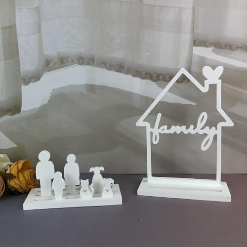 Skeadex Silikonformen Gießformen Häuser, Silikonform Haus Gießform Häuser Kerzenhalter Gipsformen zum Gießen Familie Gießformen Silikon Haus Silikonformen Häuser mit Katzen Hunde Herz (B) von Skeadex