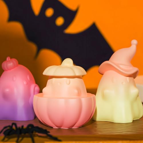 Skeadex Silikonformen Gießformen Halloween, 3 Stück Silikonform Kürbis Geist Gießform Kürbis Gips Zum Gießen Gießformen Silikon Halloween Silikonform Herbst Giessformen Silikon Kürbis Geist (A) von Skeadex