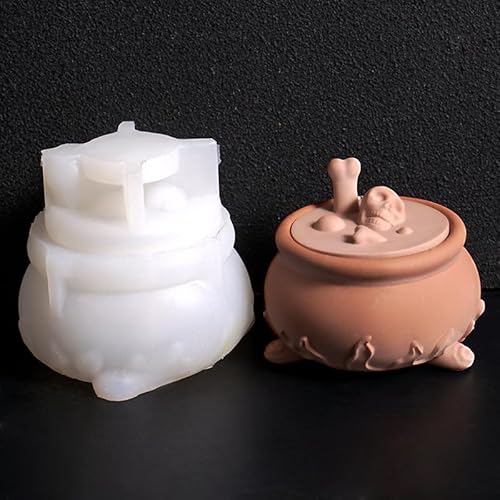 Skeadex Silikonformen Gießformen Halloween, 3D Silikonform Hexentopf mit Skeleton Gießformen Silikon Halloween Gips Zum Gießen Hexentopf Silikonform Herbst für DIY Kerzen Gips Skeadex Silikonformen Gießformen Halloween, 3D Silikonform Hexentopf mit Skeleton Gießformen Silikon Halloween Gips Zum Gießen Hexentopf Silikonform Herbst für DIY Kerzen Gips von Skeadex