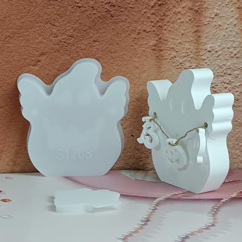 Skeadex Silikonformen Gießformen Halloween, 4er Silikonform Geister Gießform Geist Gießformen Silikon Halloween Gips zum Gießen Geist Giessformen Halloween mit Totenkopf Kürbis Silikonform Herbst von Skeadex