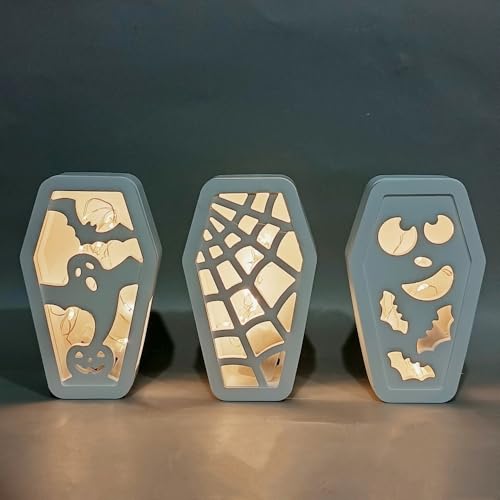 Skeadex Silikonformen Gießformen Halloween, 4er Silikonform Geschenkbox Gießformen Silikon Halloween Gießform Geschenkbox mit Fledermaus Geist Silikonform Herbst Gips Zum Gießen Halloween (A) von Skeadex
