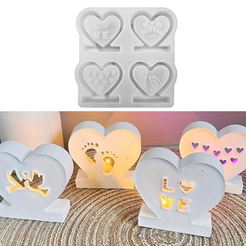 Skeadex Silikonformen Gießformen Herz, 4 Stück Silikonform Herzen Gießformen Silikon Herz Gips zum Gießen Herzform Silikon Gießform Herz Silikonformen Herz für Muttertag Valentinstag Sommer (A) von Skeadex