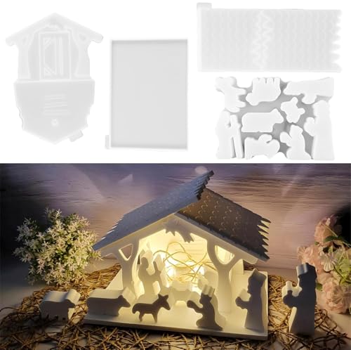 Skeadex Silikonformen Gießformen Krippe Weihnachten, 3 Stück Silikonform Krippe Gießformen Silikon Weihnachten Gips Zum Gießen Krippenfiguren Silikonform weihnachten Silikon Gießform Krippe (C) von Skeadex