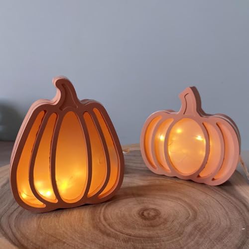 Skeadex Silikonformen Gießformen Kürbis, 2 Stück Silikonform Kürbis Gießform Geschenkbox Gießformen Silikon Herbst Gips zum Gießen Kürbis Silikonform Herbst Giessform Silikon Halloween (A+B) von Skeadex